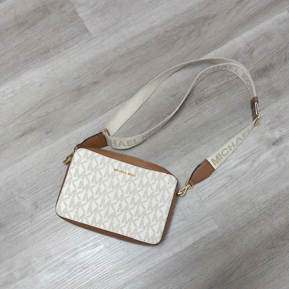 SOLD Michael Kors Cream and Brown Crossbody Bag